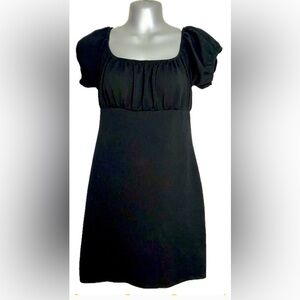 Blue Blush Black Sheath Mini Dress with Puff Sleeves